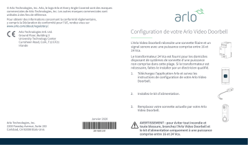 Manuel du propriétaire | Arlo Sonnette Video filaire Blanche AVD1001 Visiophone Owner's Manual | Fixfr