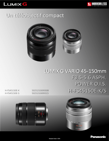Product information | Panasonic 45-150mm f/4-5.6 noir OIS Lumix G Vario Objectif pour Hybride Product fiche | Fixfr