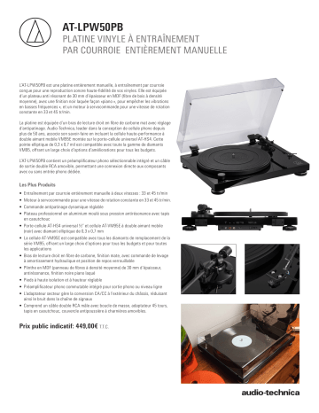 Product information | Audio Technica AT-LPW50PB Platine vinyle Product fiche | Fixfr