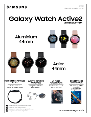 Pack Galaxy Watch Active2 44mm+Powerbank | Product information | Samsung Galaxy Watch Active2 Argent Acier 44mm Montre connectée Product fiche | Fixfr