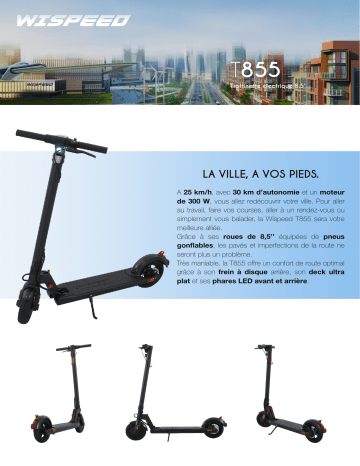 T855 noire | Product information | Wispeed T855 grise Trottinette électrique Product fiche | Fixfr