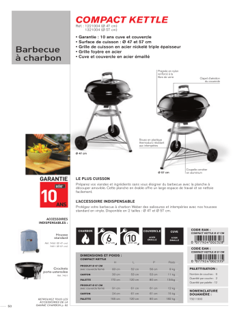 Product information | Weber COMPACT KETTLE 47 cm noir Barbecue charbon Product fiche | Fixfr