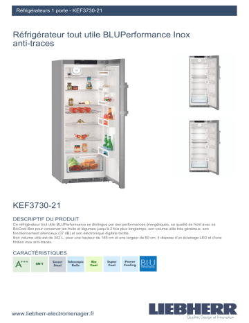 Product information | Liebherr Kef3730-21 Réfrigérateur 1 porte Product fiche | Fixfr