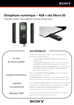 Sony ICD-PX370 Dictaphone Product fiche