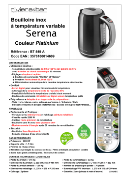 Riviera Et Bar SERENA BT549A Platinium Bouilloire à température réglable Product fiche