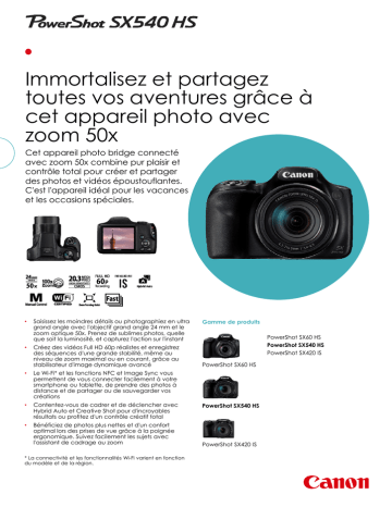 Product information | Canon Powershot SX540 HS Appareil photo Bridge Product fiche | Fixfr