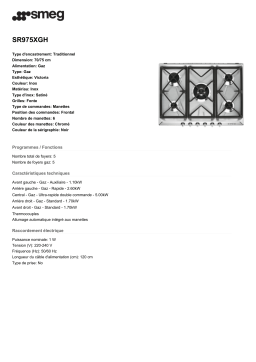 Smeg SR975XGH Table gaz Product fiche