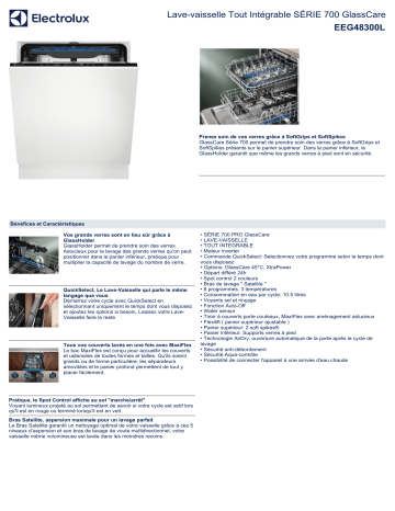 Product information | Electrolux EEG48300L Lave vaisselle tout intégrable Product fiche | Fixfr