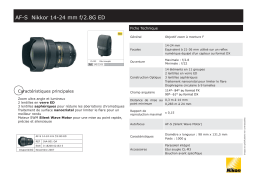 Nikon AF-S 14-24mm f/2.8G ED Nikkor Objectif pour Reflex Product fiche