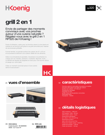 Product information | H.Koenig RP320 + Grill Pierre à cuire Product fiche | Fixfr