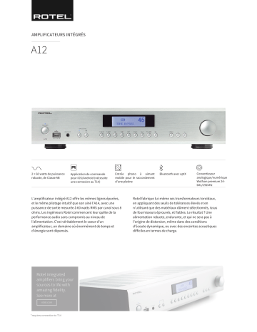 Product information | Rotel A12 Black Amplificateur HiFi Product fiche | Fixfr