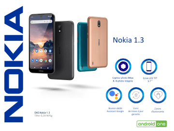 Product information | Nokia 1.3 Charbon Smartphone Product fiche | Fixfr