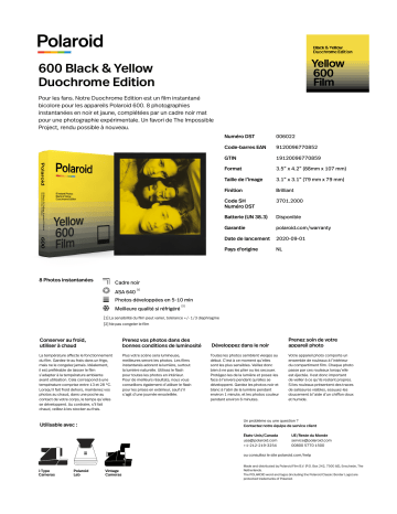 Product information | Polaroid iType Black et Yellow Papier photo instantané Product fiche | Fixfr