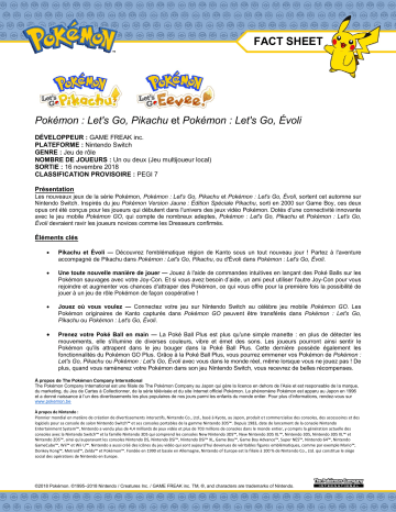 Product information | Nintendo Pokémon Let's Go Evoli Jeu S Product fiche | Fixfr