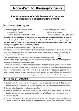 Lagrange THEMOPLONGEUR DE VOYAGE Thermoplongeur Owner's Manual