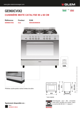 Glem GE960CVIX2 Piano de cuisson mixte Product fiche