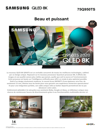 Product information | Samsung QE75Q950TS 8K 2020 TV QLED Product fiche | Fixfr