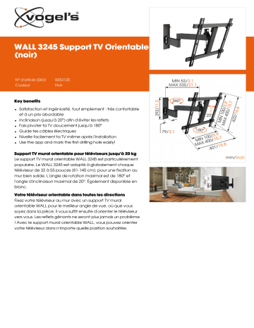 Product information | Vogel's WALL 3245B - 32-55P Support mural TV Product fiche | Fixfr