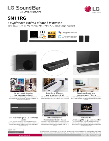 Product information | LG SN11RG Barre de son Product fiche | Fixfr