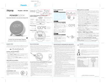 Manuel du propriétaire | Ihome IBT235G Gris Réveil Owner's Manual | Fixfr