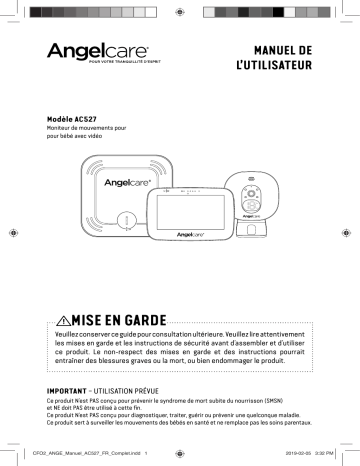 Owner's manual | Angelcare AC527 avec détecteur de mouvements Babyphone Manuel du propriétaire | Fixfr