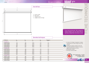 SQUARE PRO 150x240 Blanc Mat 2018 | Product information | Oray Squar'Evolution Pro Blanc Mat 202x270 Ecran de projection Product fiche | Fixfr