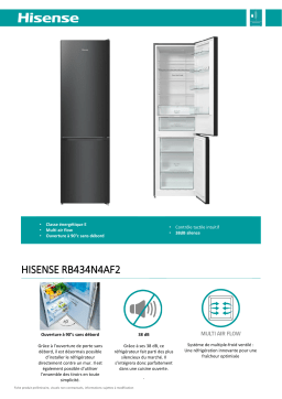 Hisense RB434N4AF2 Réfrigérateur combiné Product fiche