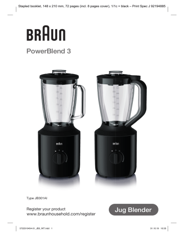 Owner's manual | Braun JB3100WH PowerBlend 3 Blender Manuel du propriétaire | Fixfr