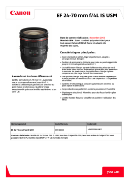 Canon EF 24-70mm f/4 L IS USM Objectif pour Reflex Plein Format Owner's Manual