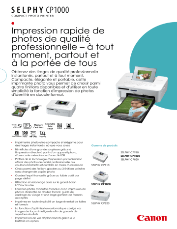 Product information | Canon Selphy CP1000 Imprimante photo portable Product fiche | Fixfr