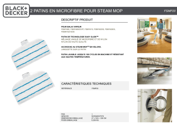 Product information | Black Et Decker FSMP20 Steam Mop Lingette Product fiche | Fixfr