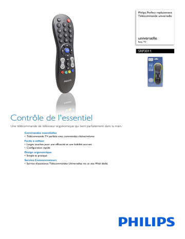 Product information | Philips SRP3011 UNIVERSELLE Télécommande universelle Product fiche | Fixfr