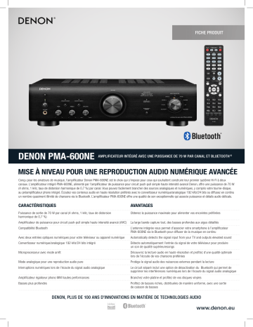 Product information | Denon PMA-600NE - Noir Amplificateur HiFi Product fiche | Fixfr