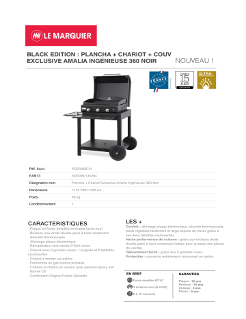 Product information | Le Marquier Exclusive Amalia 360 + chariot noir Plancha gaz Product fiche | Fixfr