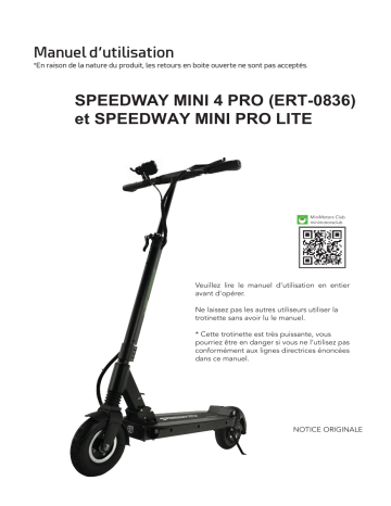 Owner's manual | Minimotors Speedway Mini 4 Pro Lite new Trottinette électrique Manuel du propriétaire | Fixfr