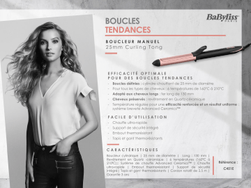 Product information | Babyliss C451E ROSE QUARTZ 25MM TONG Fer à boucler Product fiche | Fixfr