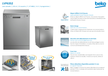 Product information | Beko LVP63S2 Lave vaisselle 60 cm Manuel utilisateur | Fixfr