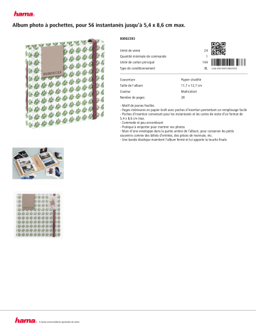 Product information | Hama Photo Fern 56 pages 5.4x8.6 Album photo Product fiche | Fixfr