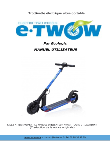 Manuel du propriétaire | E-Twow Booster Evolution S+ Lim25km/h - Noir Trottinette électrique Owner's Manual | Fixfr