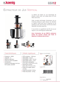 H.Koenig GSX12 Extracteur de jus Product fiche