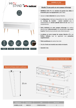 Meliconi Marbella 160 cm blanc Meuble TV Product fiche