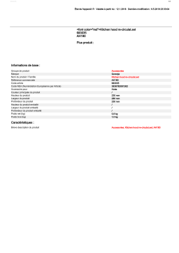 Gorenje Kit de recyclage AH180 Equipement hotte Product fiche