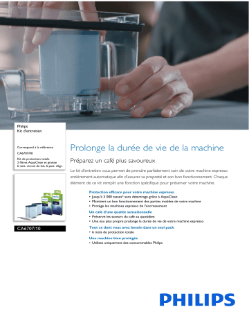 Product information | Philips-Saeco Kit entretient espresso 6 mois CA6707/10 Kit d'entretien Product fiche | Fixfr