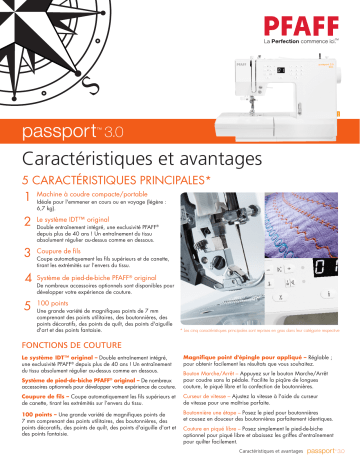 Product information | Pfaff Passport 3.0 Machine à coudre Product fiche | Fixfr