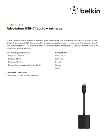 Product information | Belkin 2 USB-C vers USB-C Adaptateur USB C Product fiche | Fixfr