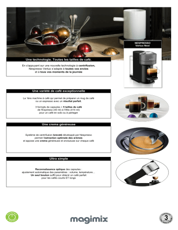 Product information | Magimix 11707 VERTUO NEXT ANTHRACITE Nespresso Vertuo Product fiche | Fixfr