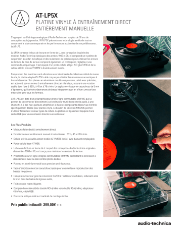 Product information | Audio Technica AT-LP5X Platine vinyle Product fiche | Fixfr