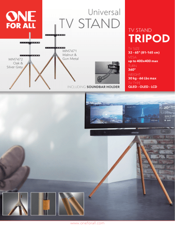 Product information | One For All Tripode Chene clair Pied TV Product fiche | Fixfr