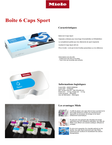 Product information | Miele Caps Textile Sport Lessive Product fiche | Fixfr