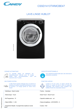 Candy CSSD1413TWMCBE47 Lave linge hublot Product fiche